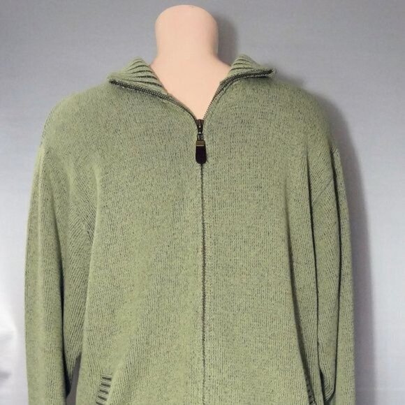 Orvis Linen/Cotton Full Zip Sweater Olive Med - Picture 1 of 6